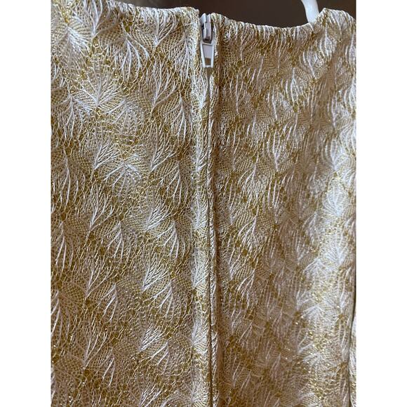 Tahari Girls Fit and Flare Dress Size 6 Gold White Tinsel Wedding Party Holiday - Picture 9 of 16